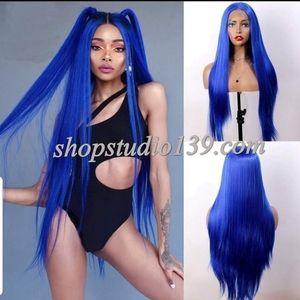 Blue lace front free part wig